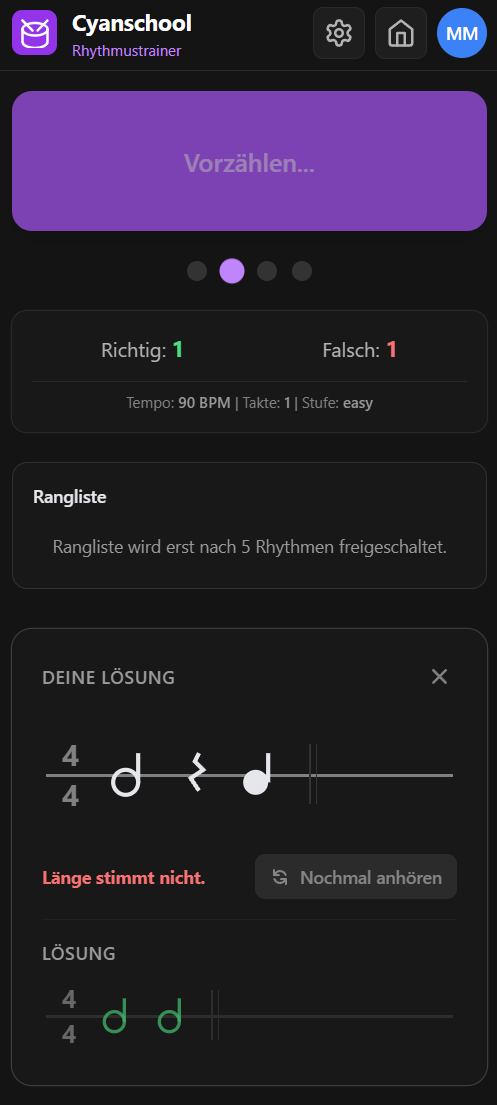 Rhythmustrainer Screenshot