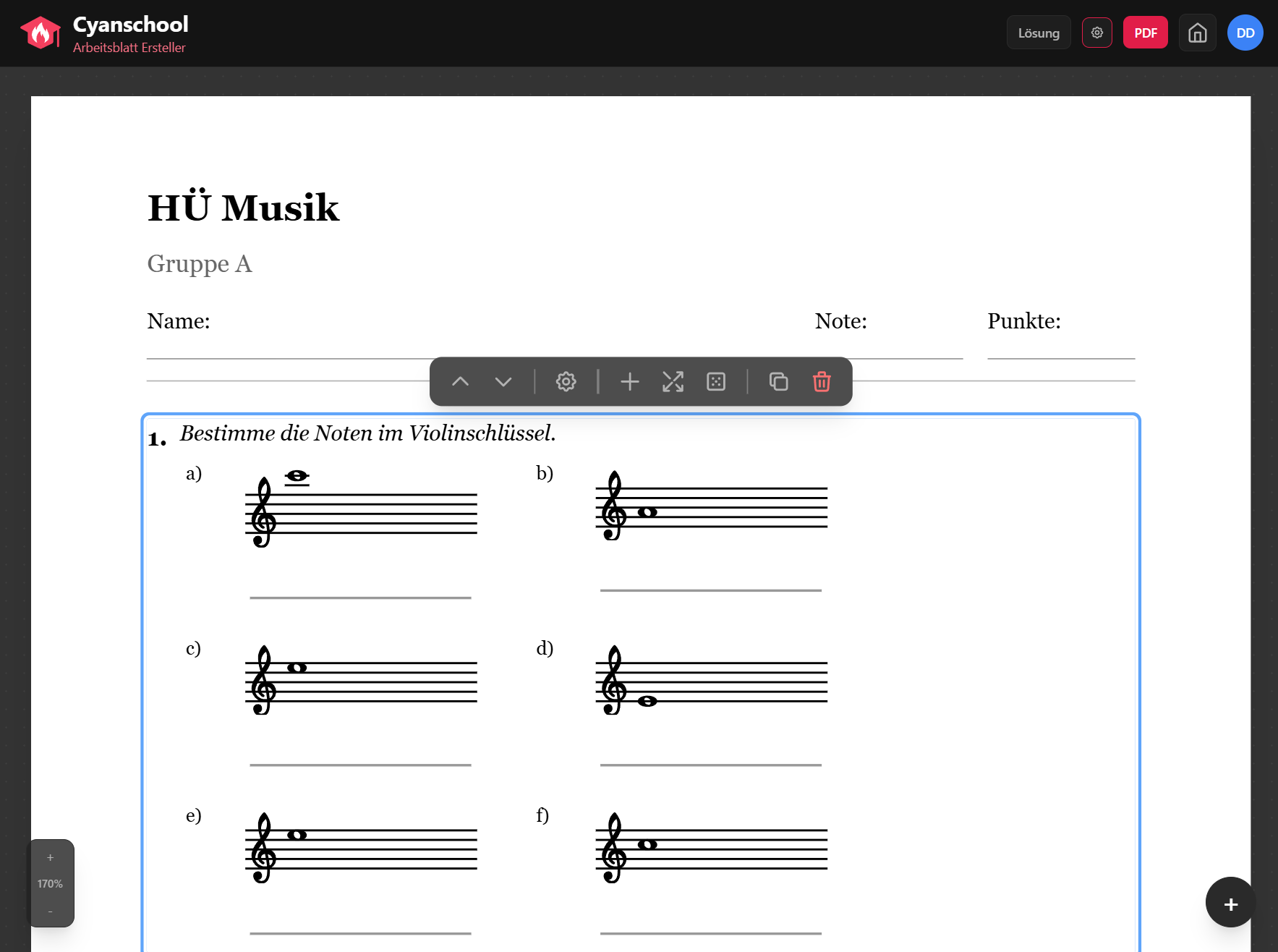 Arbeitsblatt Ersteller Screenshot